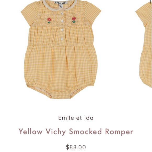 Emile et Ida Vichy smocked romper 6M - Picture 1 of 3